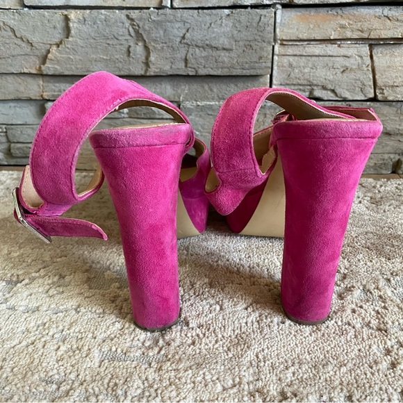 Steve Madden Vintage Y2K Jillyy Platform Heels Fuchsia Pink Suede Leather: 9M - Picture 8 of 12